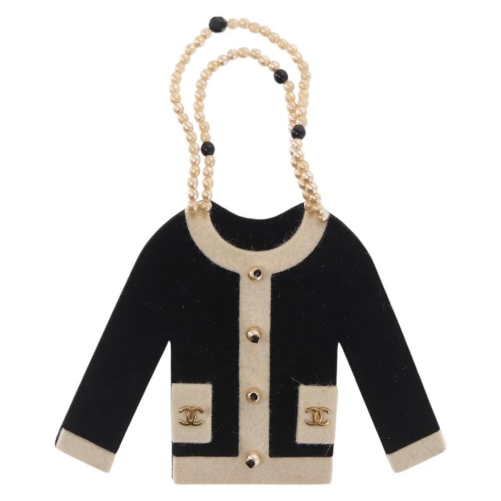 Chanel Jacket Motif Brooch Velor Black CC